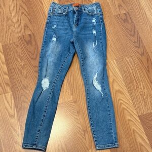 Wax Jean Blue Distressed Skinny Jeans